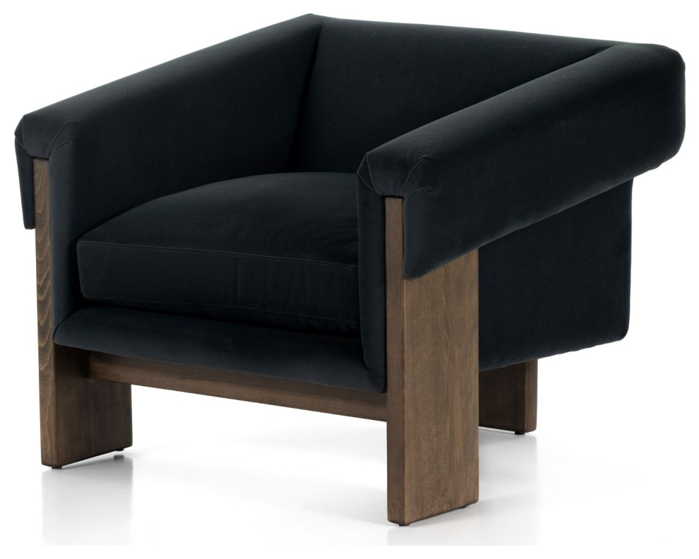 Cairo Modern Velvet Smoke Chair   Transitional   Armchairs And Accent Chairs   by Four Hands  Houzz