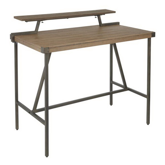 Gia Industrial Counter Table in Antique Metal and ...