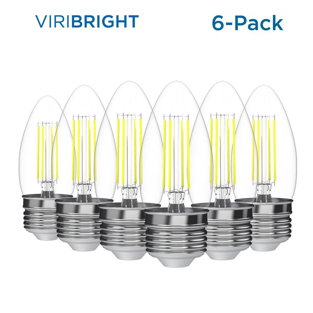 Viribright 35-Watt Equivalent (2700K) B10 Dimmable 90+ CRI Chandelier LED Light Bulb Warm White (6-Pack) 74552-6