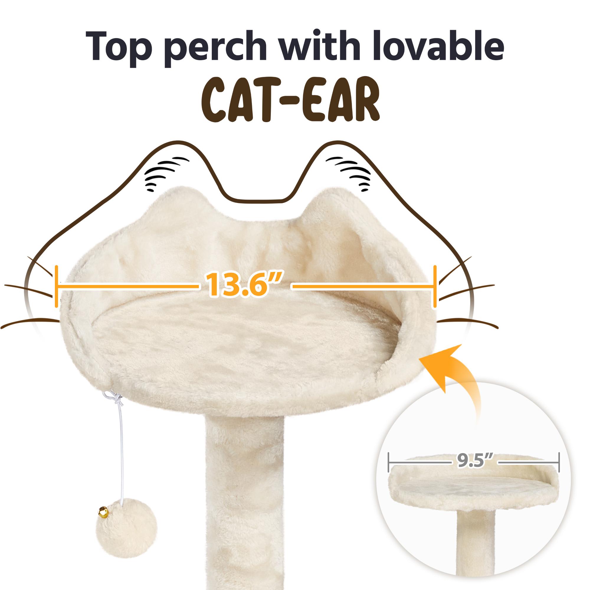 Topeakmart Beige 3-Level Plush Cat Tree with 2 Condos， 54