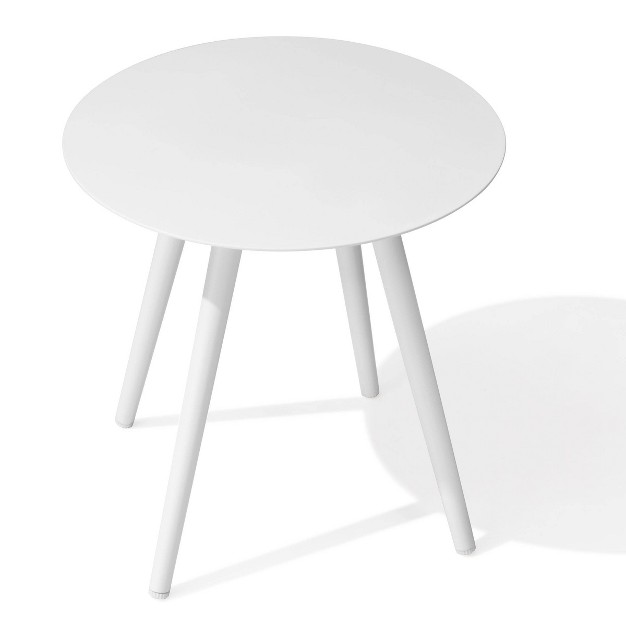 Aluminum Outdoor Round Side Table With Adjustable Feet White Crestlive Products