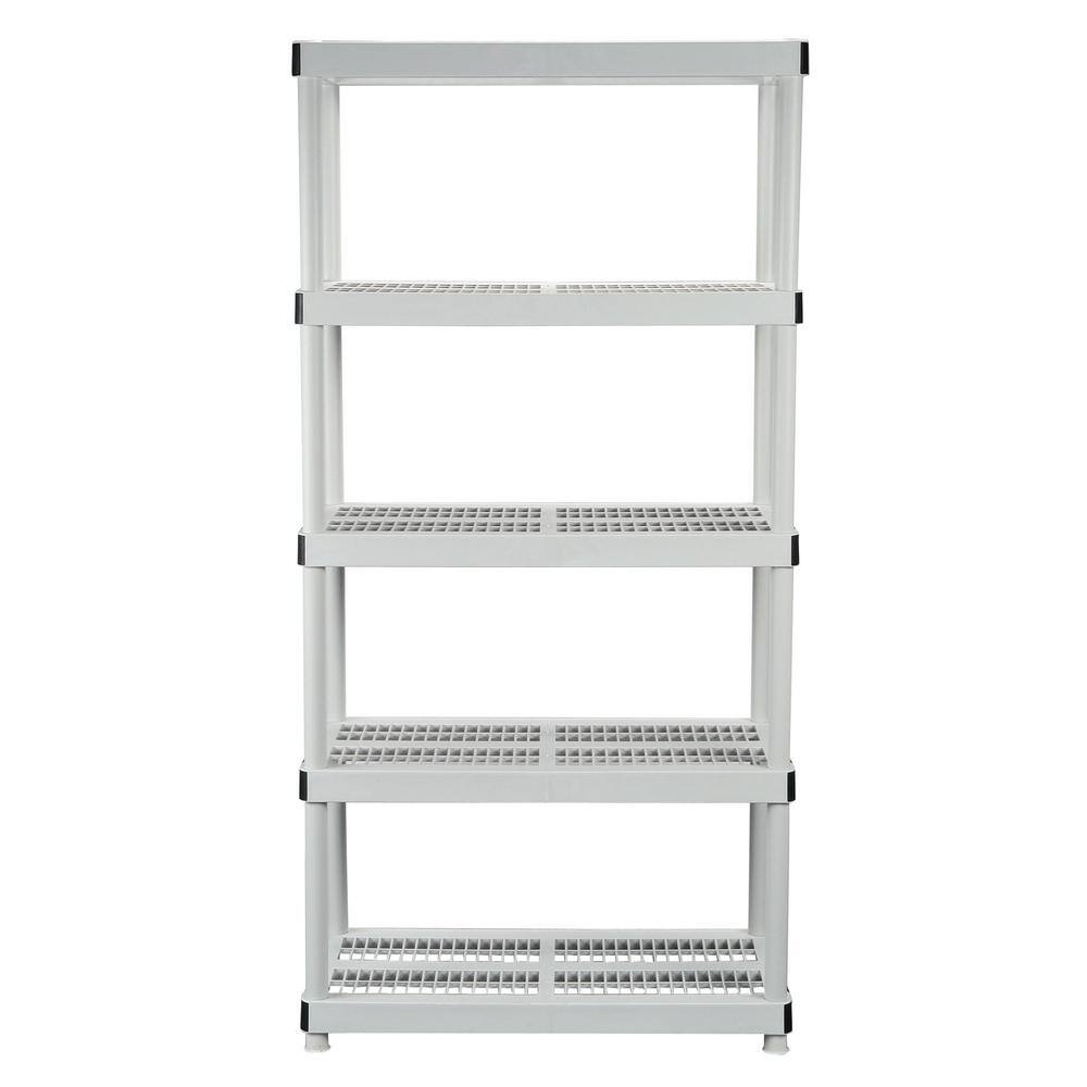 HDX 5-Tier Plastic Garage Storage Shelving Unit in Gray (36 in. W x 72 in. H x 18 in. D) 127932