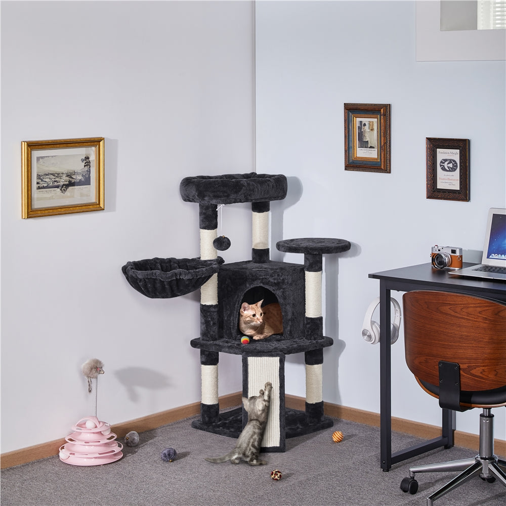 SmileMart 42"H Multilevel Cat Tree Tower with Condo and Perches, Black