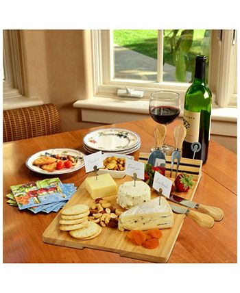 Picnic At Ascot Windsor hardwood Cheese Board Set -Tools， Cheese Markers， Bowl