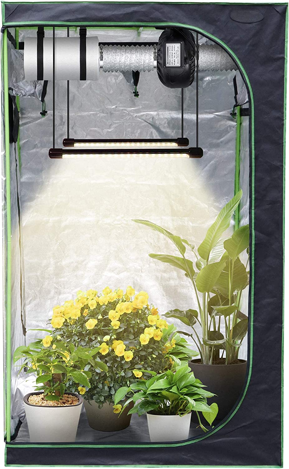 Grow Tent， 4'x4' Indoor High Reflective Mylar Hydroponic Growing Tent Room with Observation Window and Floor Tray for Plant Fruit Flower Veg