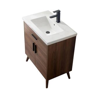 SUDIO Nelson 30 in. W x 18.5 in. D x 34 in. H Bath Vanity in Walnut with White Ceramic Top Nelson-30WN