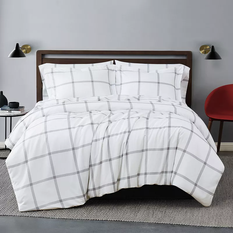 Truly Soft Printed Windowpane 3-Piece Comforter Set