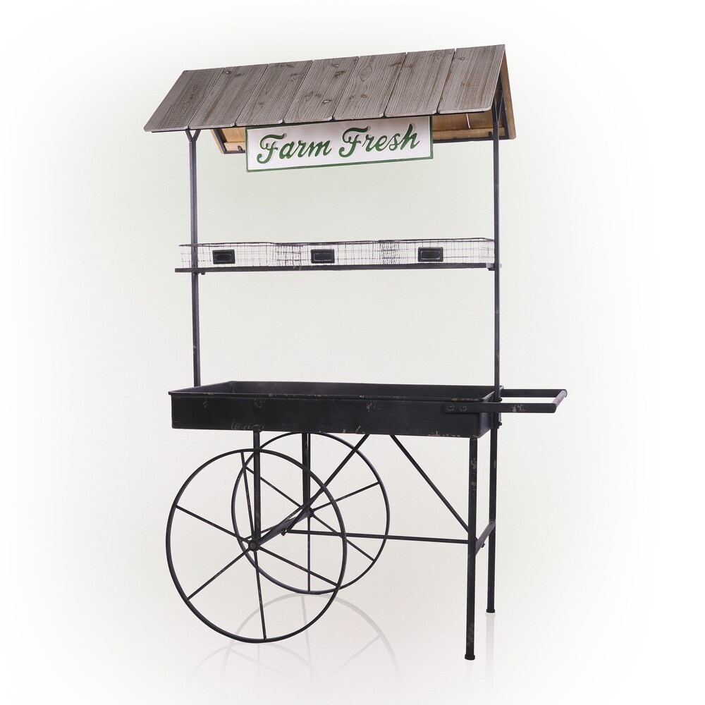 Alpine Corporation Farm Fresh Indoor/Outdoor Metal and Wood Garden Cart  51\