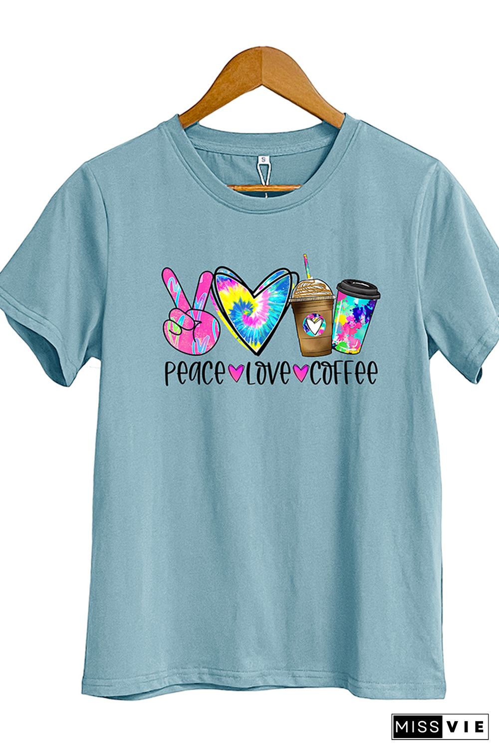 Peace Love Coffee Short Sleeve Graphic Tee Wholesale