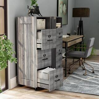 Furniture of America Macsen Distressed Gray 3-Drawer File Cabinet with Wheels HFW-1655C35