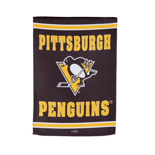 Embossed Suede Flag Gdn Size Pittsburgh Penguins