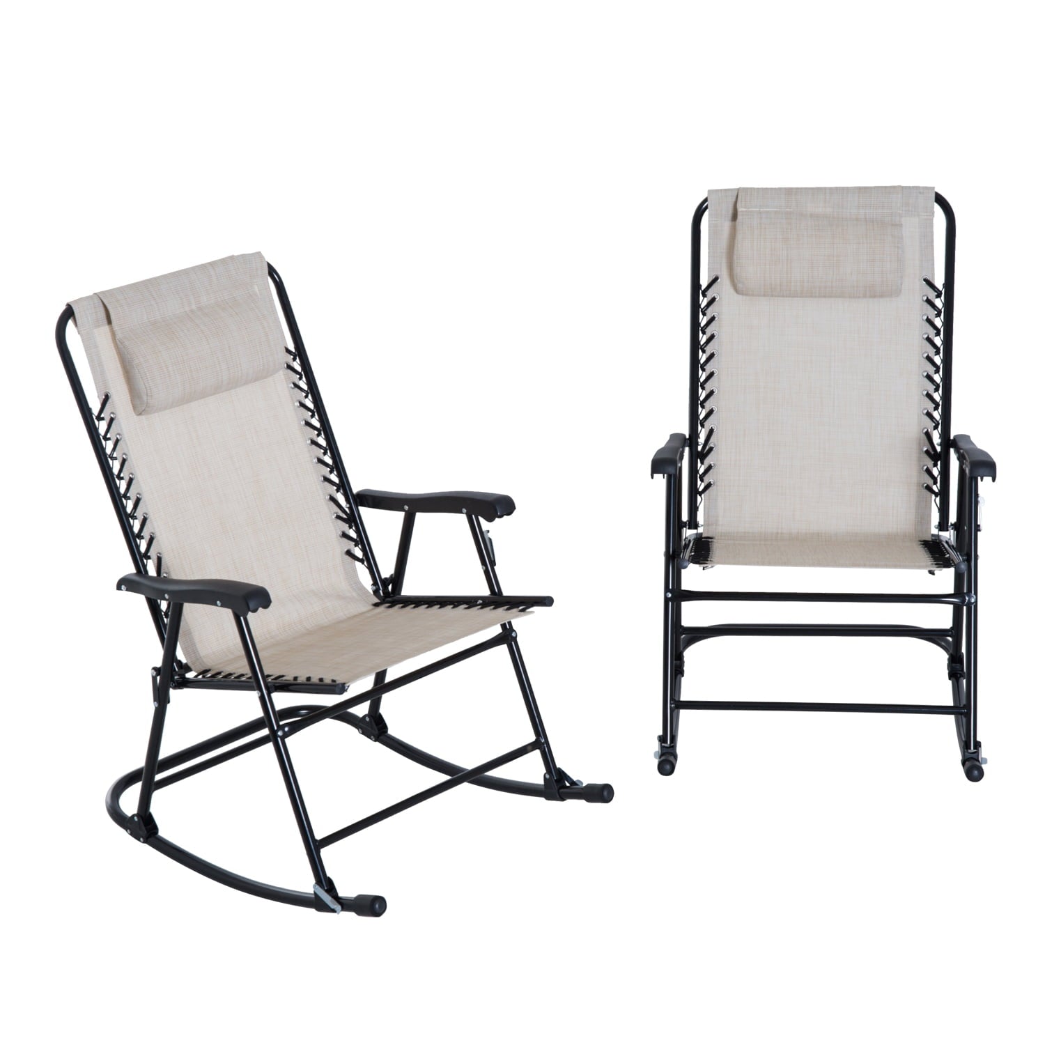 ametoys Mesh Outdoor Patio Folding Rocking Chair Set - White