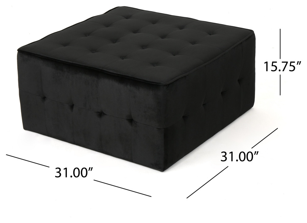 GDF Studio Justin Glam Tufted Velvet Ottoman   Transitional   Footstools And Ottomans   by GDFStudio  Houzz