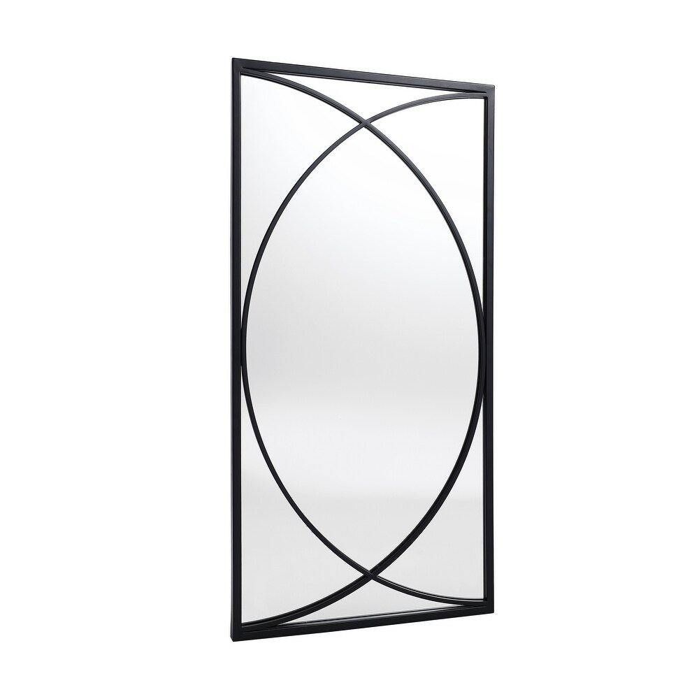 3 Piece Black Metal Rectangular Wall Mirror Set   31.9\