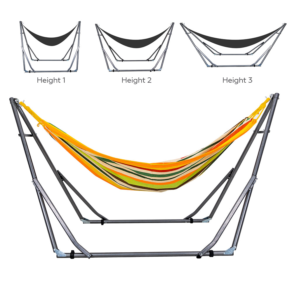 Hammock with Stand, Brazilian Style Hammock Bed with Steel Stand and Carrying Bag, Portable Hammock for Patio Balcony Deck Indoor Outdoor