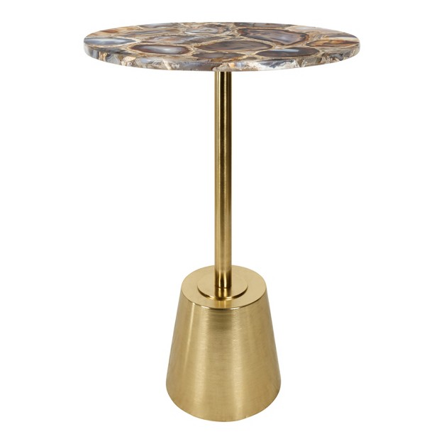 Kate And Laurel Tira Round Metal Side Table 14x14x24 Gold