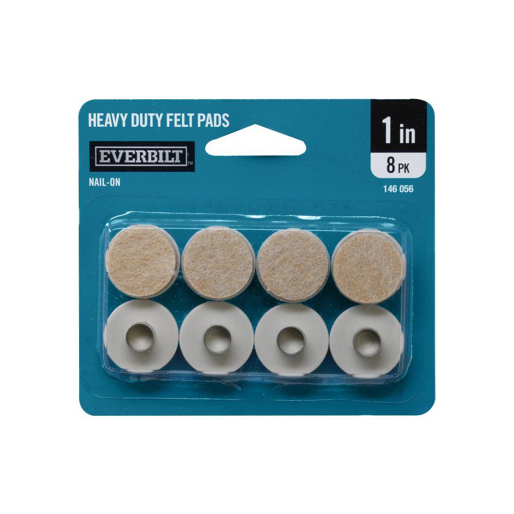 Everbilt 1 in. Beige Round Felt Nail-On Furniture Glides for Floor Protection (8-Pack) 49934