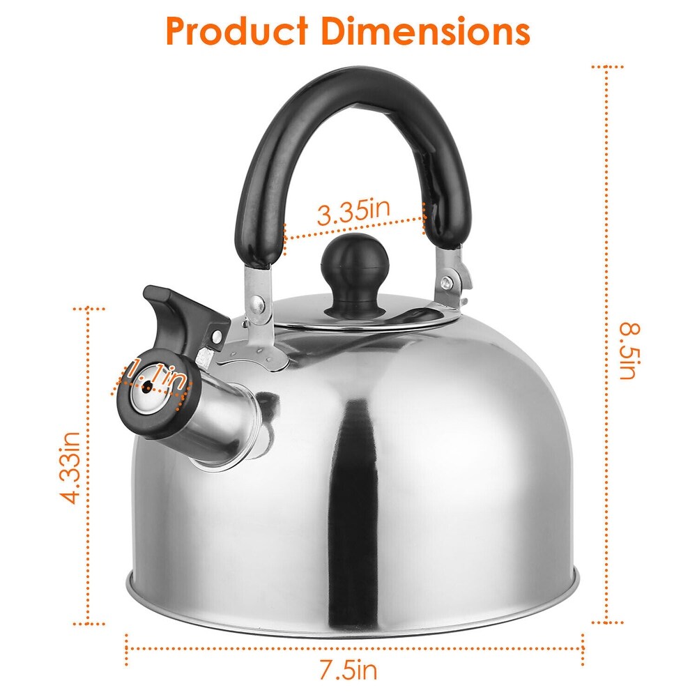 2L Stainless Steel Tea Kettle for Stovetop  Induction  Gas