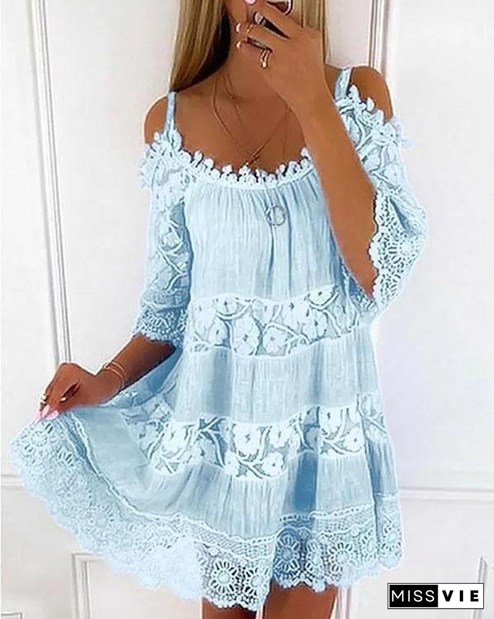 Floral Lace Off Shoulder Mini Dress