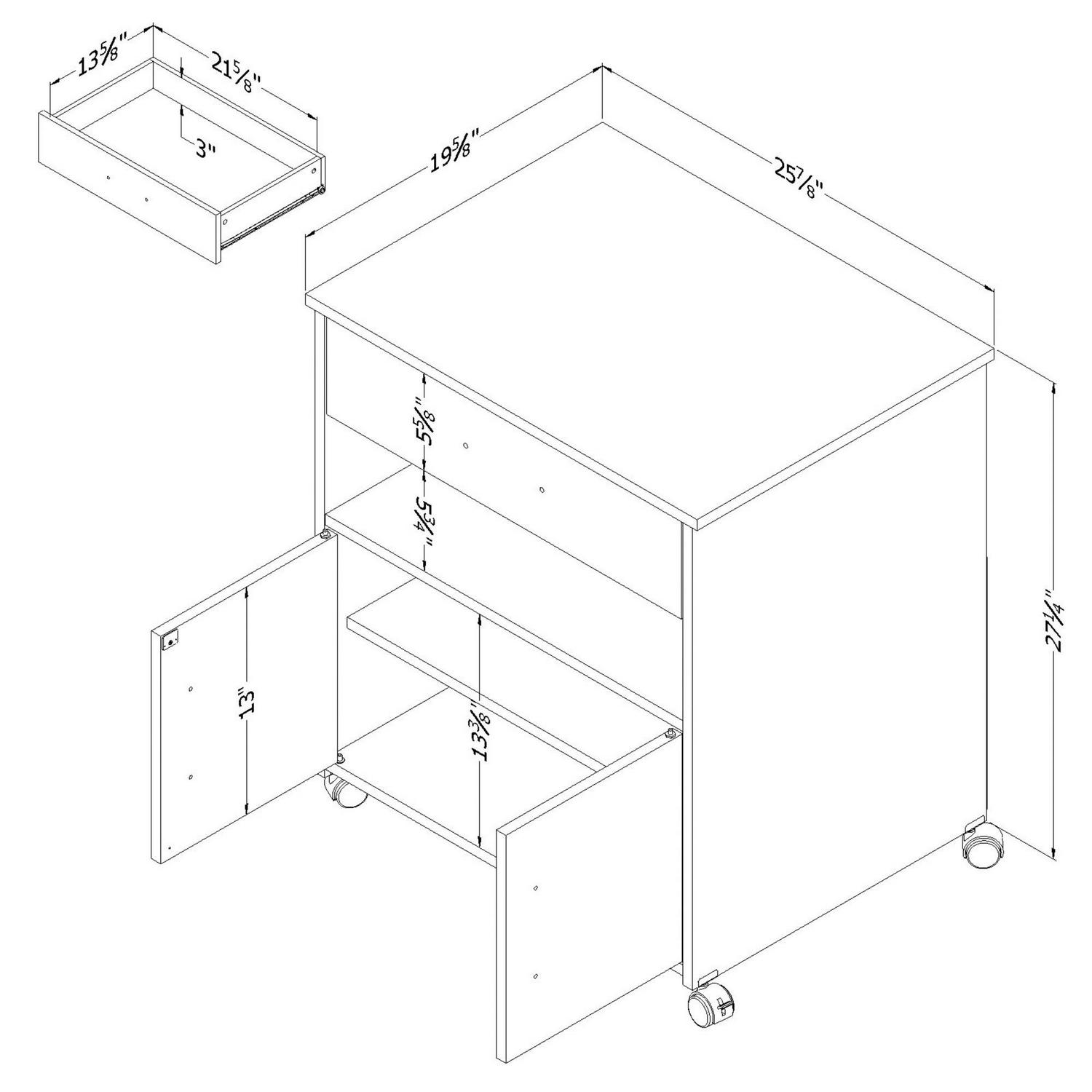 South Shore Smart Basics Microwave Cart on Wheels， Multiple Finishes