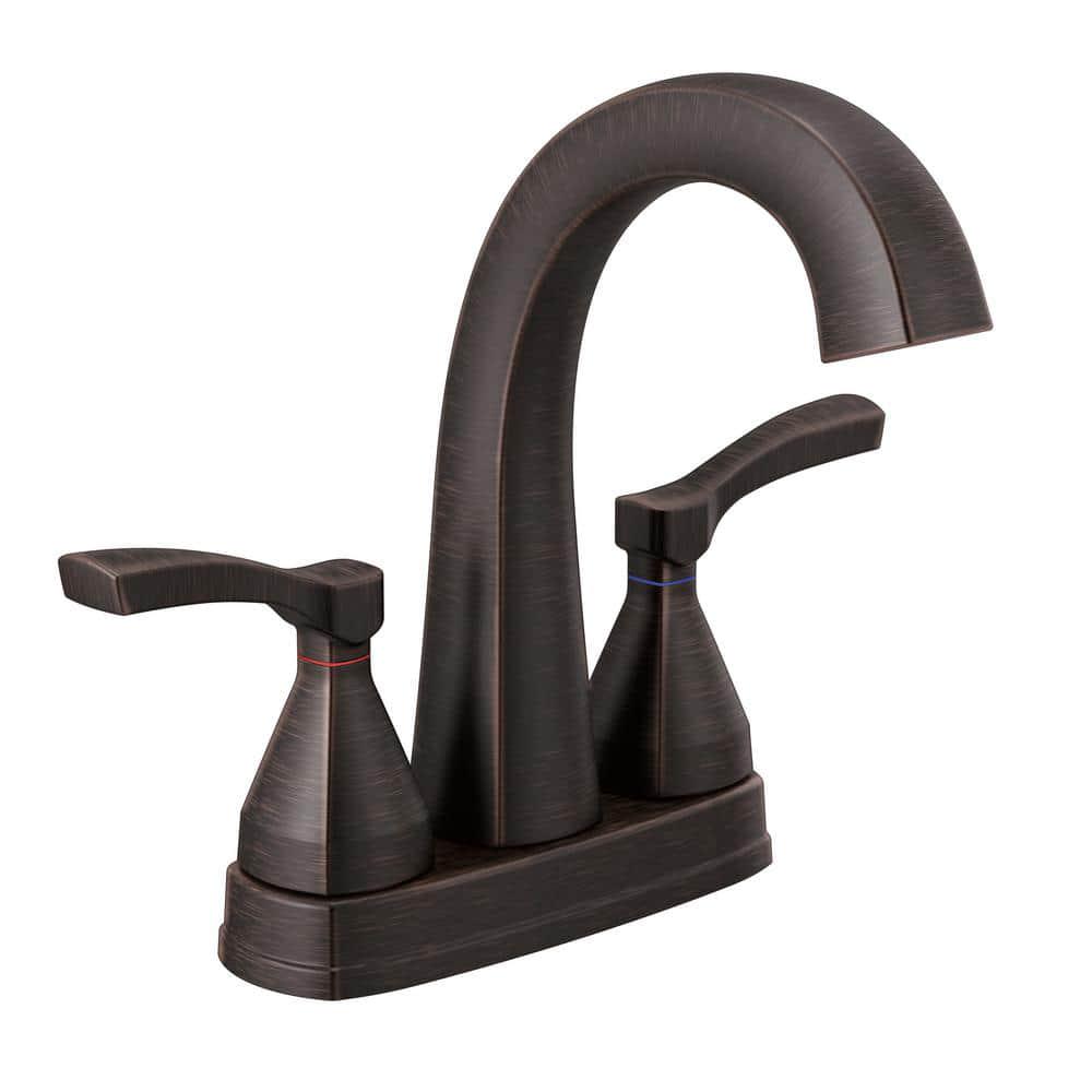 Delta Stryke 4 in Centerset 2Handle Bathroom Faucet with Metal Drain Assembly in Venetian Bronze