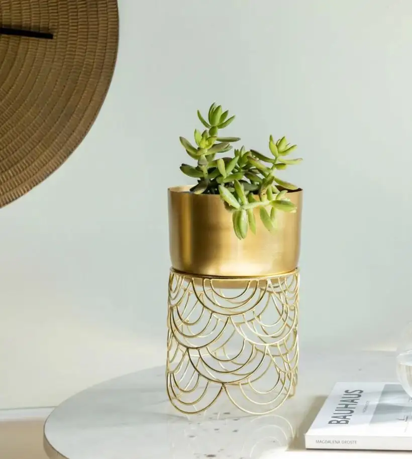 Handmade Brass Metal Planter Wholesale Manufacturer Custom Design Gold Finished Metal Planter with Stand