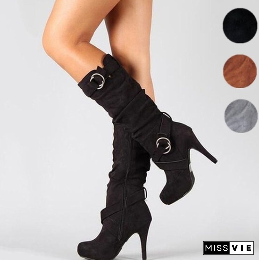 Stretch Slim Thigh High Boots Sexy Fashion Over The Knee Boots High Heels Woman Shoes