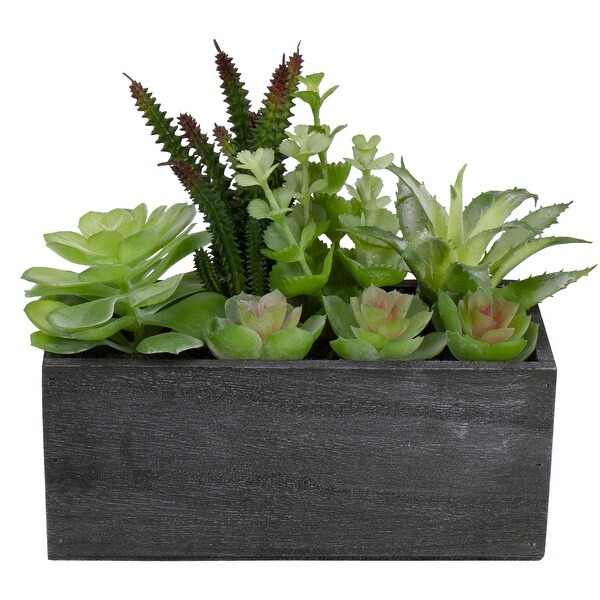 10 Artificial Mixed Succulent Plants in a Rectangular Planter