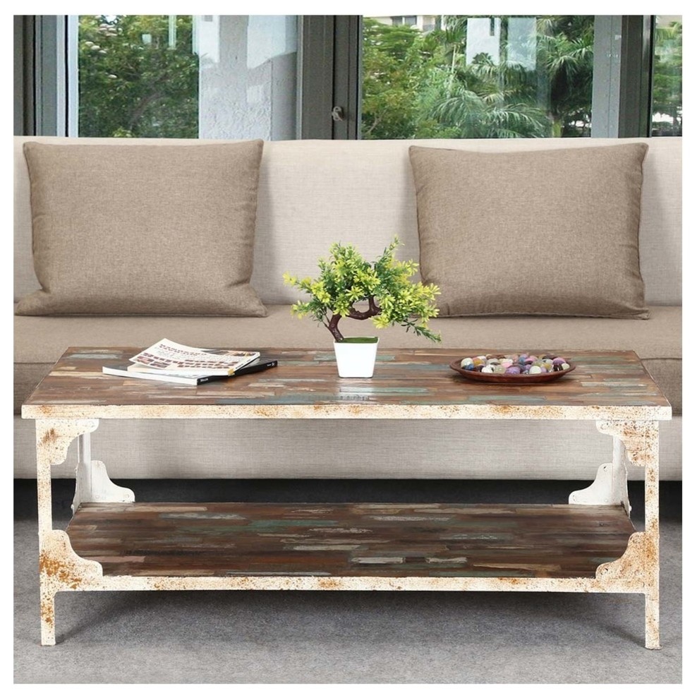 Industrial Reclaimed Wood  ampIron 2 Tier Coffee Table   Farmhouse   Coffee Tables   by Sierra Living Concepts Inc  Houzz