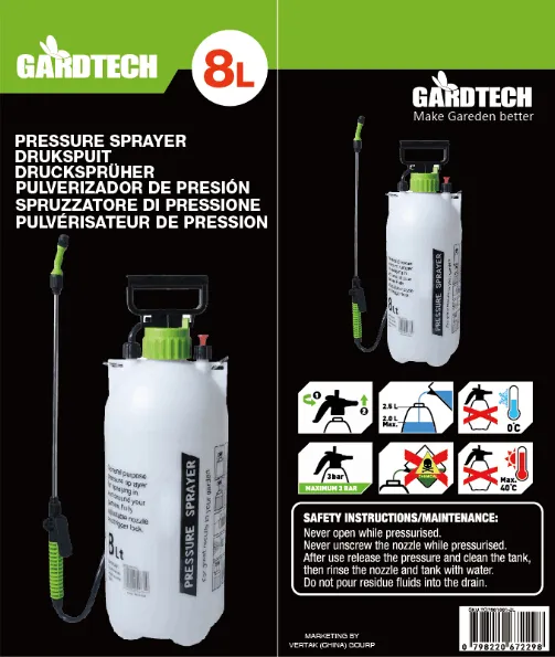 VERTAK Lawn and garden 8L garden pressure sprayer for fruit tree and orchard