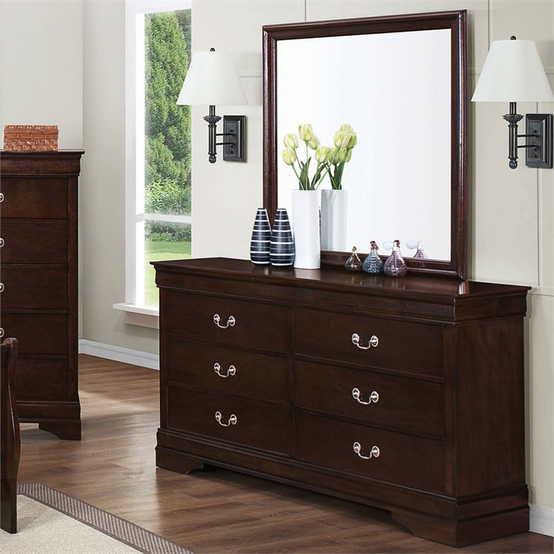 Bowery Hill 6 Drawer Double Dresser in Cappuccino