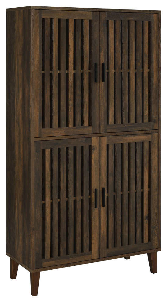 Elouise 4 door Engineered Wood Tall Accent Cabinet Dark Pine   Modern   Accent Chests And Cabinets   by Modon  Houzz