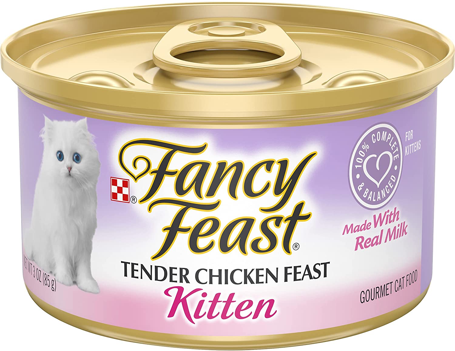 Purina Fancy Feast Grain Free Pate Wet Kitten Food， Tender Chicken Feast - (24) 3 oz. Cans