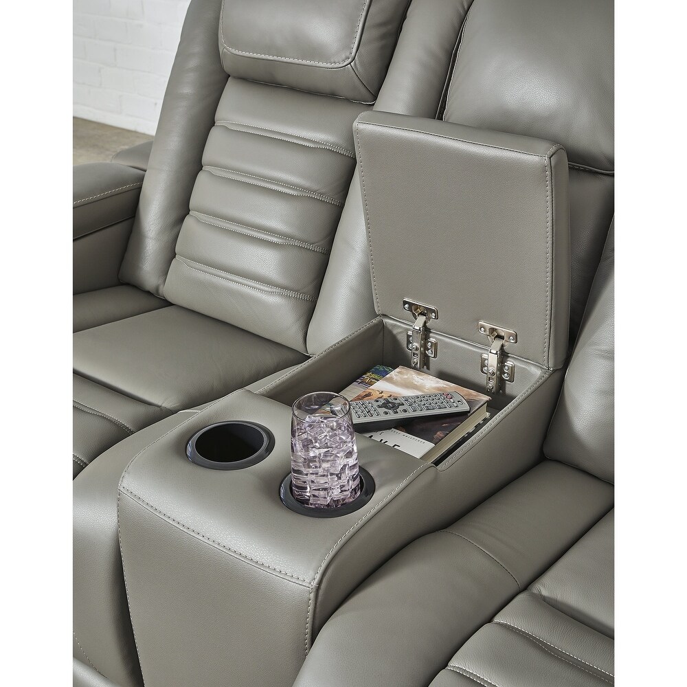 Signature Design by Ashley Backtrack Power Reclining Loveseat with Console and Adjustable Headrest