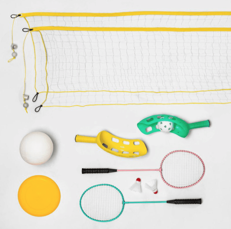 Scoop Ball and 4pc Flying Disc Game Combo Lawn Sports Set