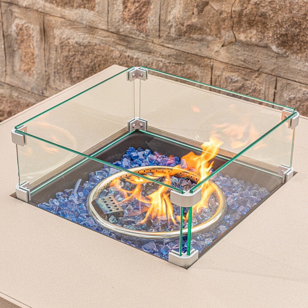 COSIEST Outdoor Propane Fire Pit Espresso Wicker Fire Table