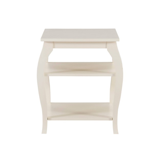 Aurora Solid Wood 2 shelf Side Table Off white Powell