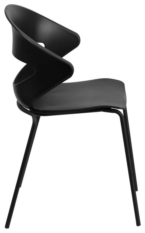 5 Pack Multipurpose Stack Chair  Black Plastic Seat With Unique Curved Open Back   Contemporary   Dining Chairs   by Decorn  Houzz