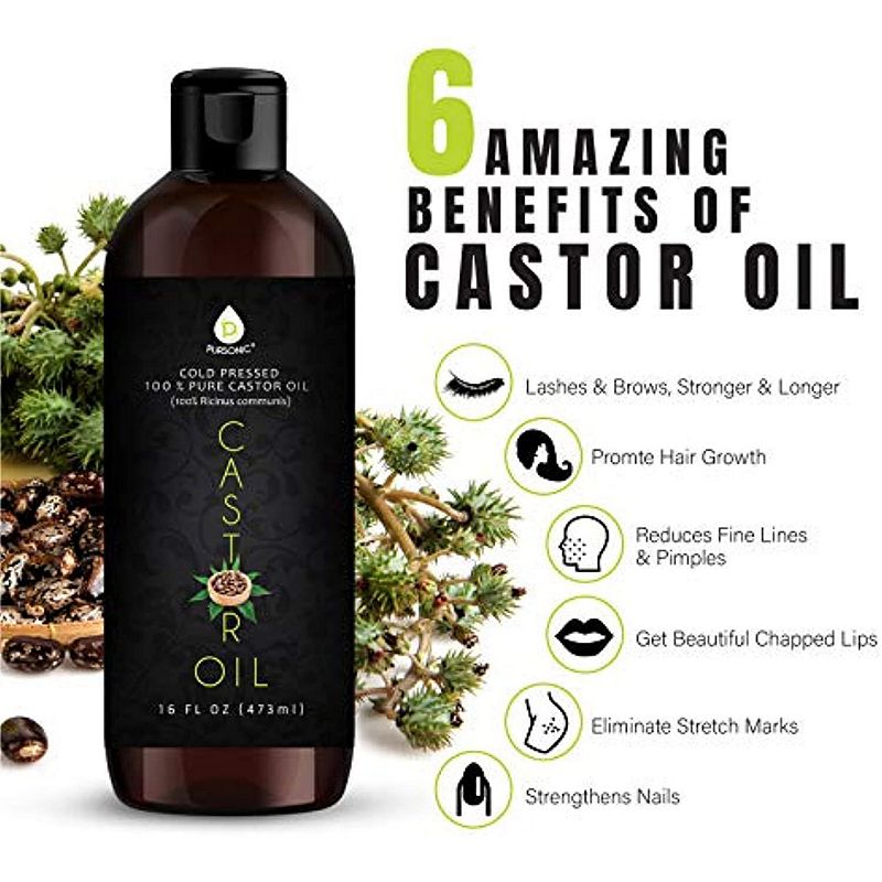 Pursonic 100% Pure Cold Pressed Castor oil 16oz