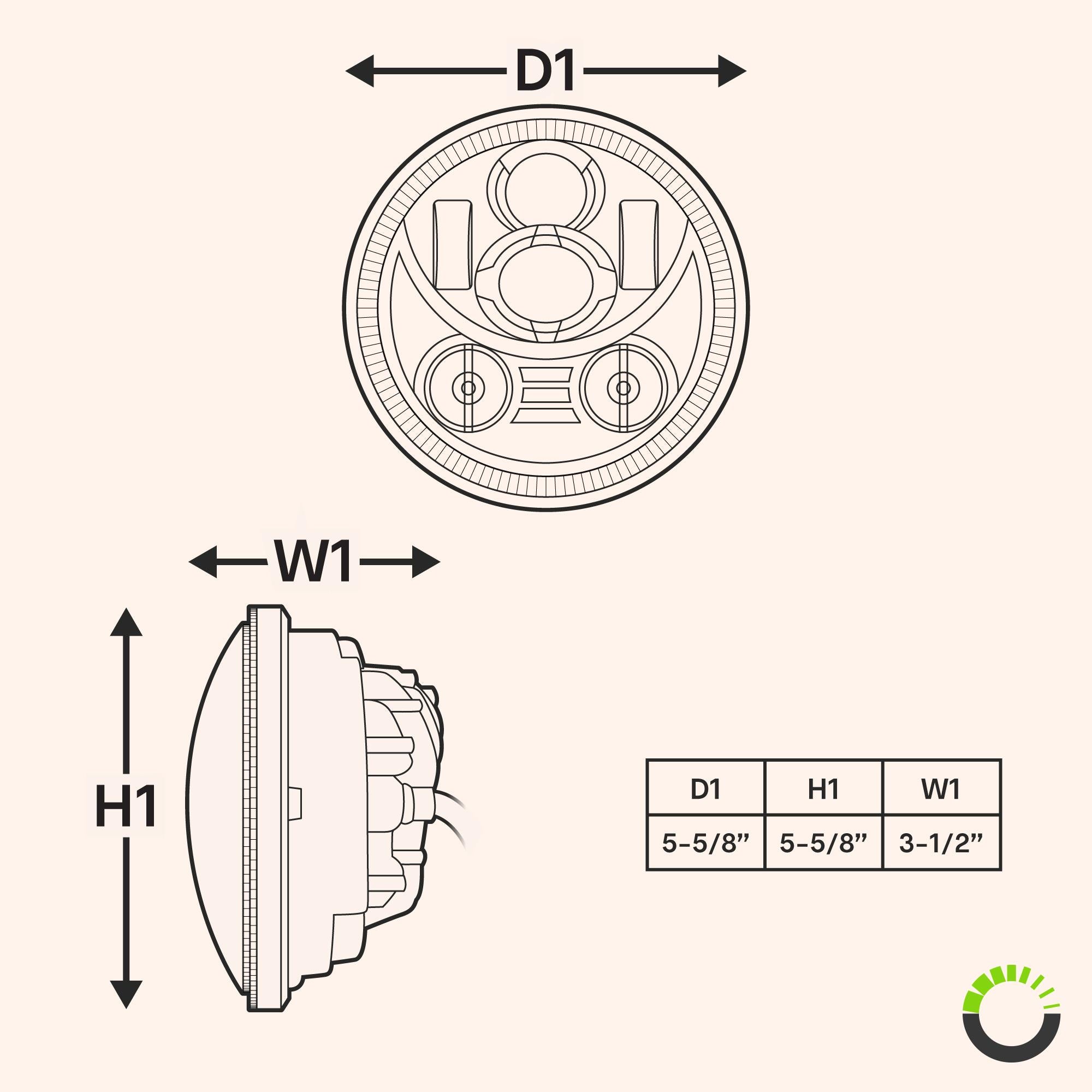 Black 5.75 (5 3/4) Round HALO DRL LED Headlight for Harley Davidson Dyna Street