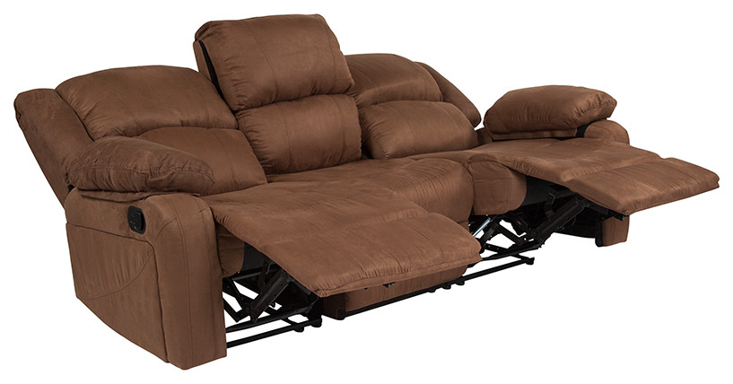 Harmony Series Chocolate Brown Microfiber Sofa  Two Built  In Recliners   Contemporary   Sofas   by First of a Kind USA Inc  Houzz