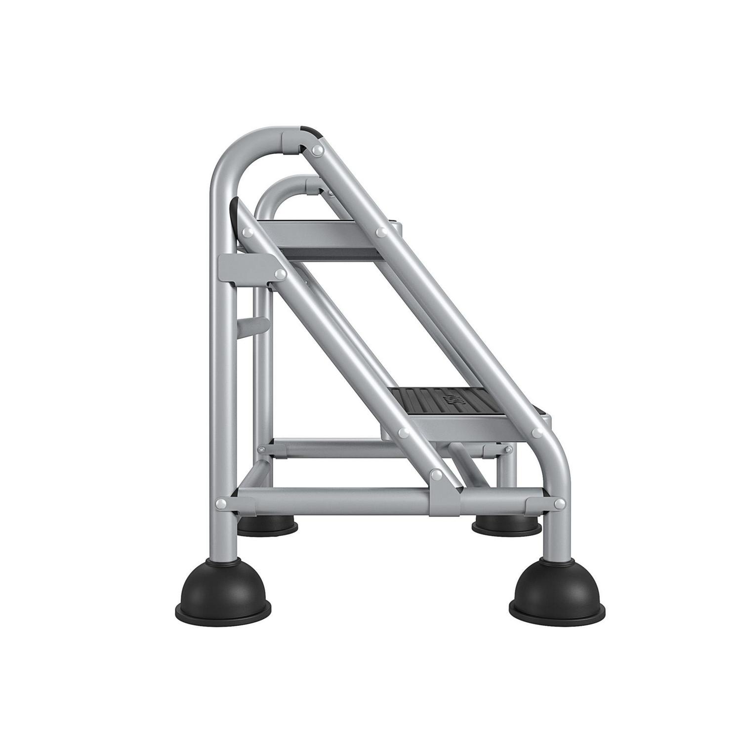 COSCO 2-Step Commercial Steel Rolling Step Ladder， 300 pound capacity (Gray)