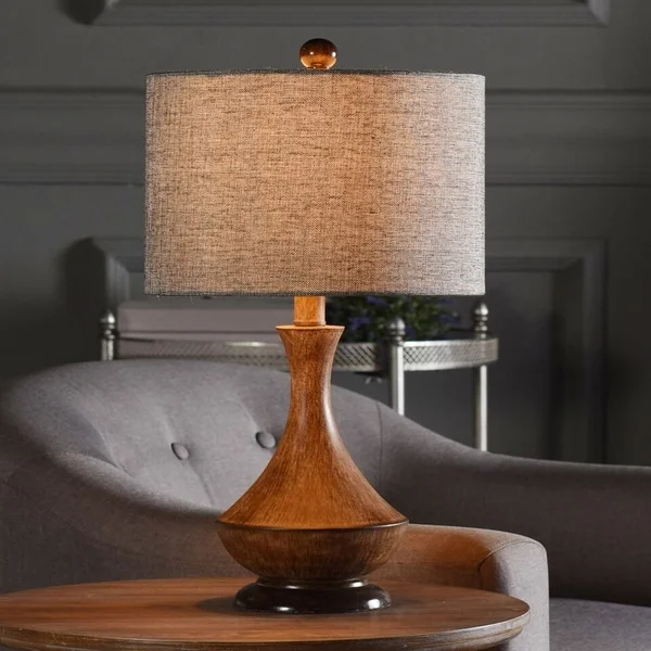 StyleCraft Adrian Painted Light Brown Table Lamp - Heathered Chocolate Shade