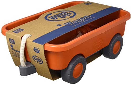 Green Toys Wagon, Orange CB - Pretend Play, Motor Skills, Kids Outdoor Toy Vehicle. No BPA, phthalates, PVC. Dishwasher Safe, Recycled Plastic, Made in USA.