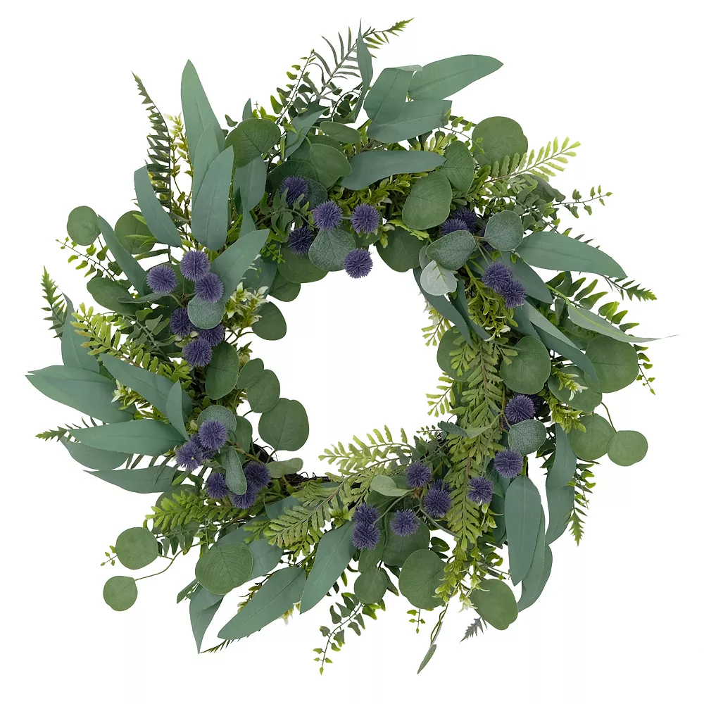 Puleo International Inc. Artificial Echinops Floral Spring Wreath