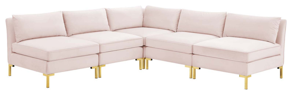 Ardent 5 Piece Performance Velvet Sectional Sofa   Contemporary   Sectional Sofas   by Modway  Houzz