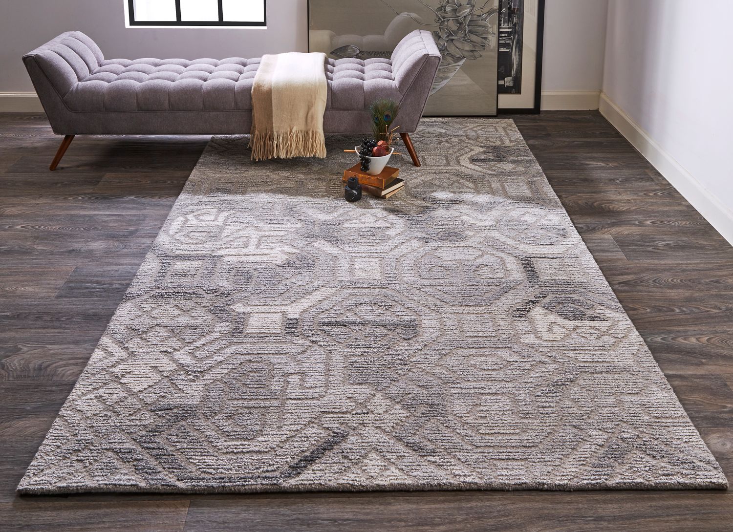 Palatez Hand Tufted Light and Dark Gray Rug by BD Fine