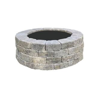 Nantucket Pavers Windsor 47 in. x 16 in. Round Concrete Wood Fuel Fire Pit Kit with Steel Ring in Allegheny 71004