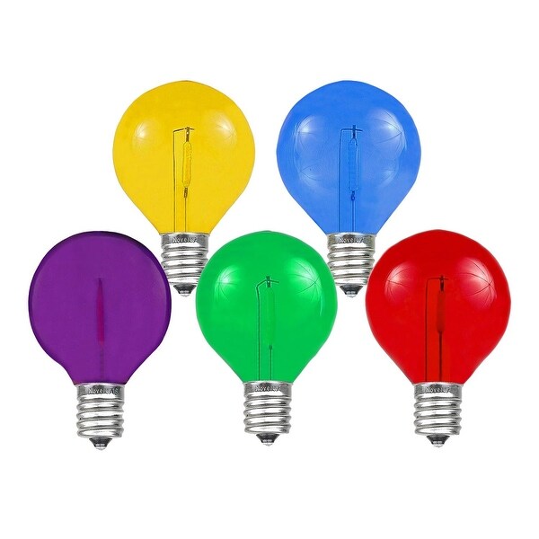 25 Pack LED G50 Plastic Filament Outdoor Globe Replacement Bulbs，Rainbow Multi