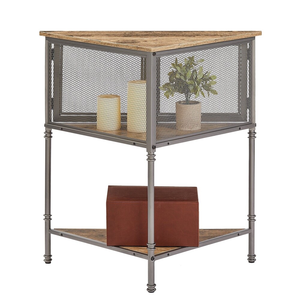 Triangle Side Table Corner Table with 3 tier Storage Shelf